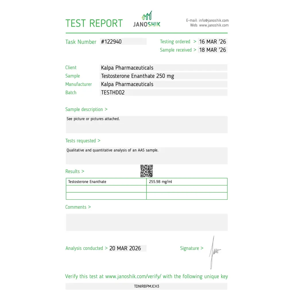 Testoxyl Enanthate 250 Kalpa Pharmaceuticals